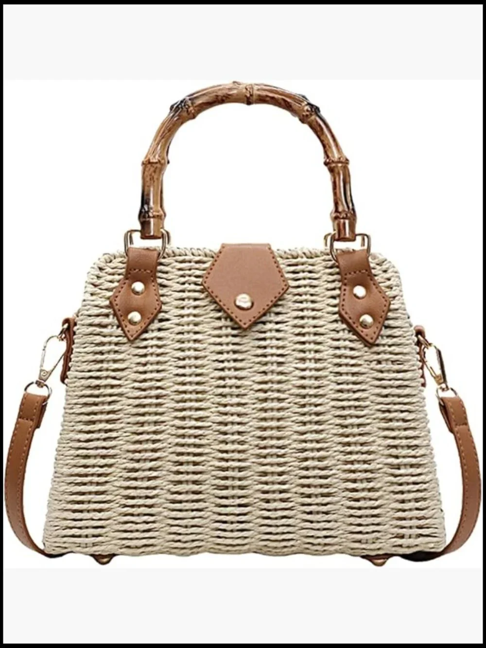 Straw Tote Bag Woven Crossbody Shoulder Handbag Beach Summer Vacation Vintage - Picture 1 of 7